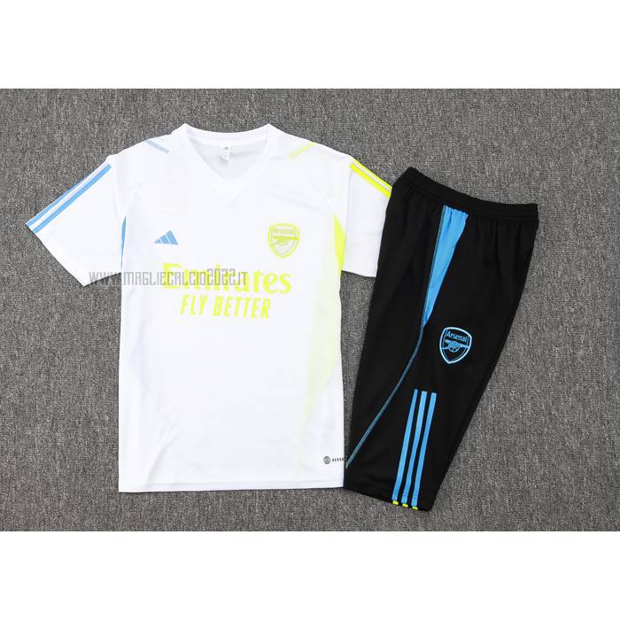 Tuta da Track del Arsenal Manga Corta 2023-2024 Blanco - Pantalon Corto
